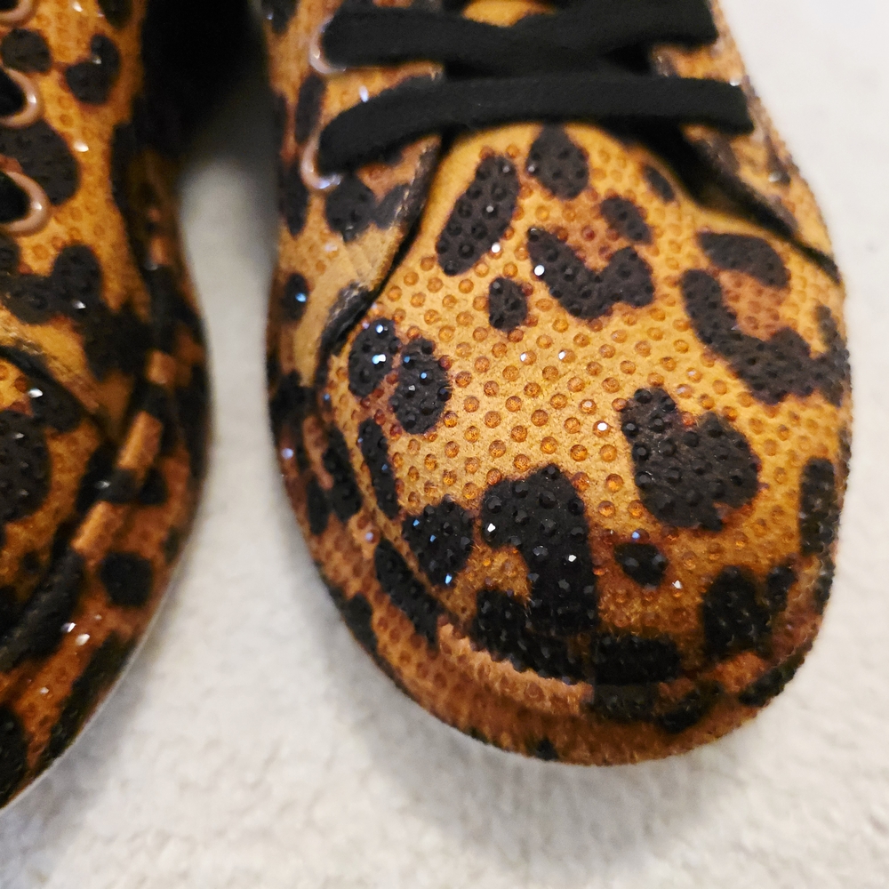 New In Box Azalea Wang Leopard Print And Rhinestone Platform Sneakers, Size 8 - Picture 5 of 11
